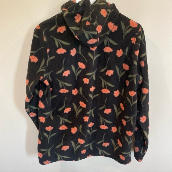 Oneill Hoodie Womens Medium Black Pink Floral Fleece Hooded Boho Beachy Pullover - Picture 7 of 7